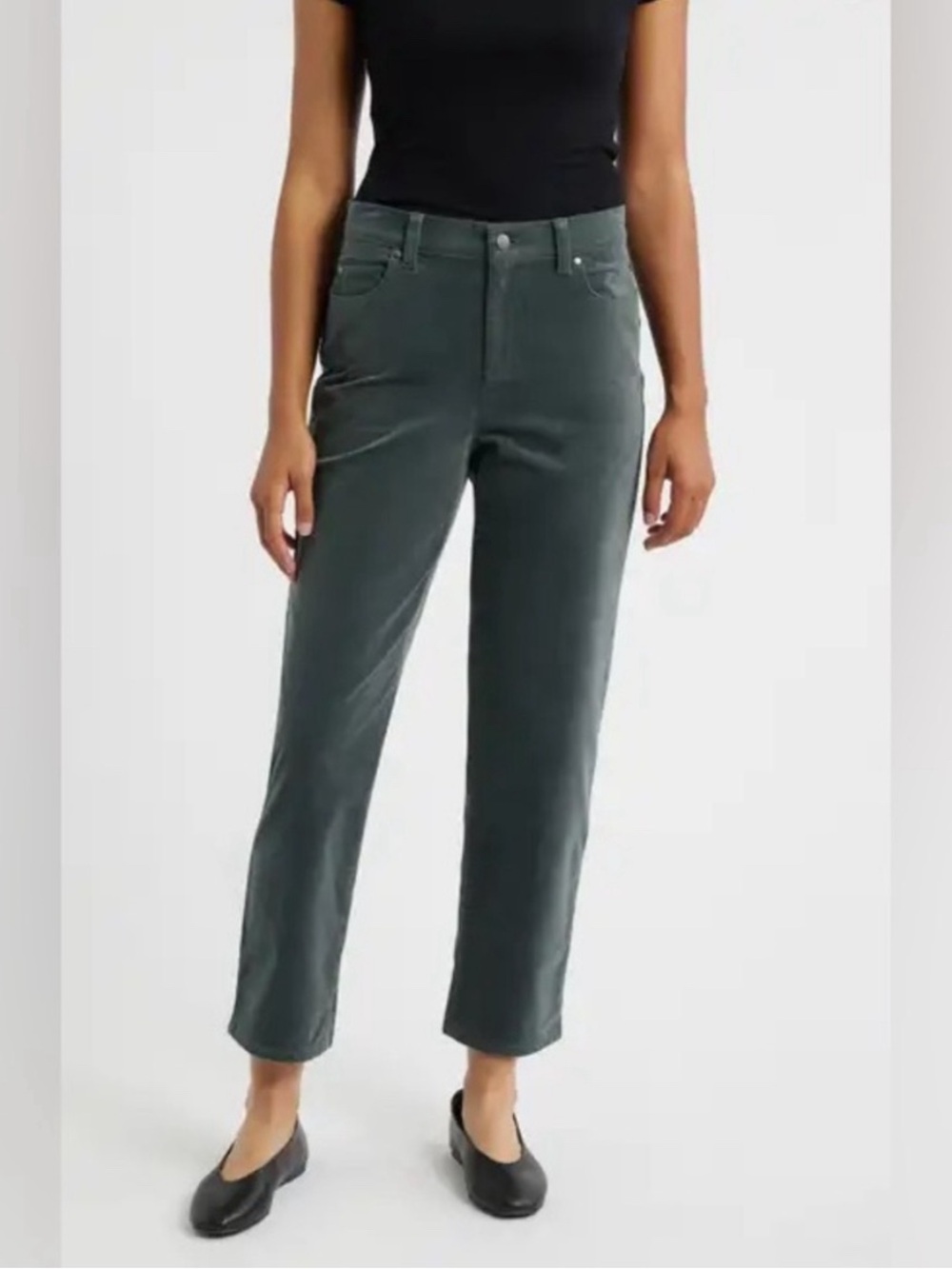Eileen Fisher Organic Cotton Straight Leg Corduroys Everglade